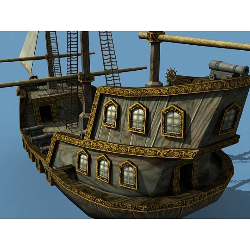 Medieval Sailing Ship 3D model_2