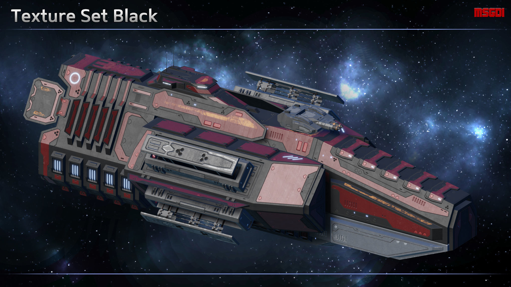 Spaceship Torpedo Frigate Avenger Low-poly 3D model_5