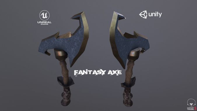 Game Ready Low Poly Fantasy Axe  accessories Low-poly 3D model