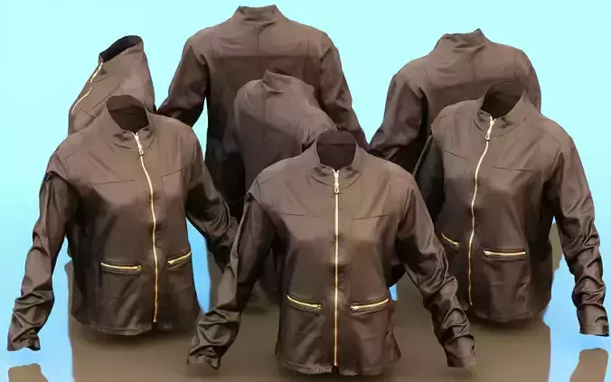 Brown Jacket Golden Zippers Low-poly 3D model