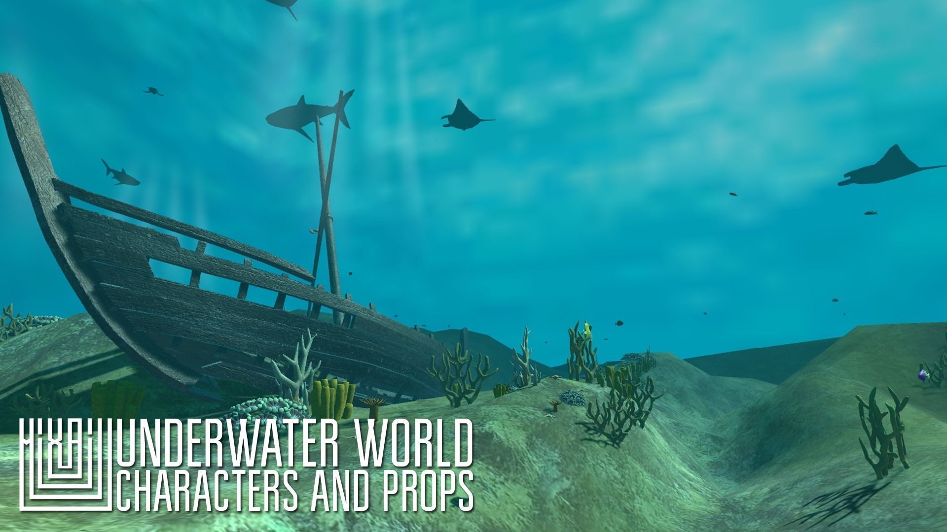 Underwater world - characters and props Low-poly 3D model_5