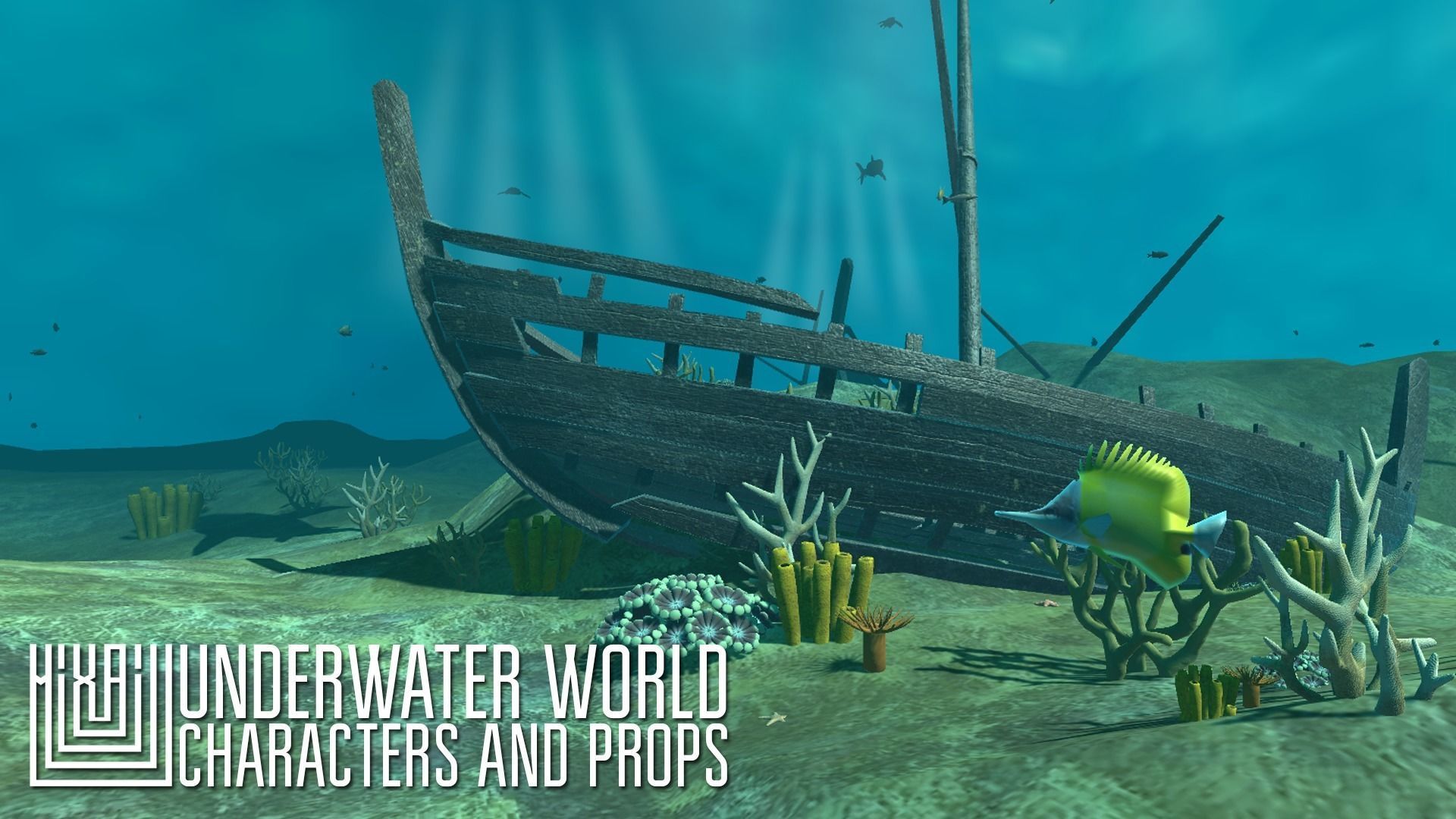 Underwater world - characters and props Low-poly 3D model_16