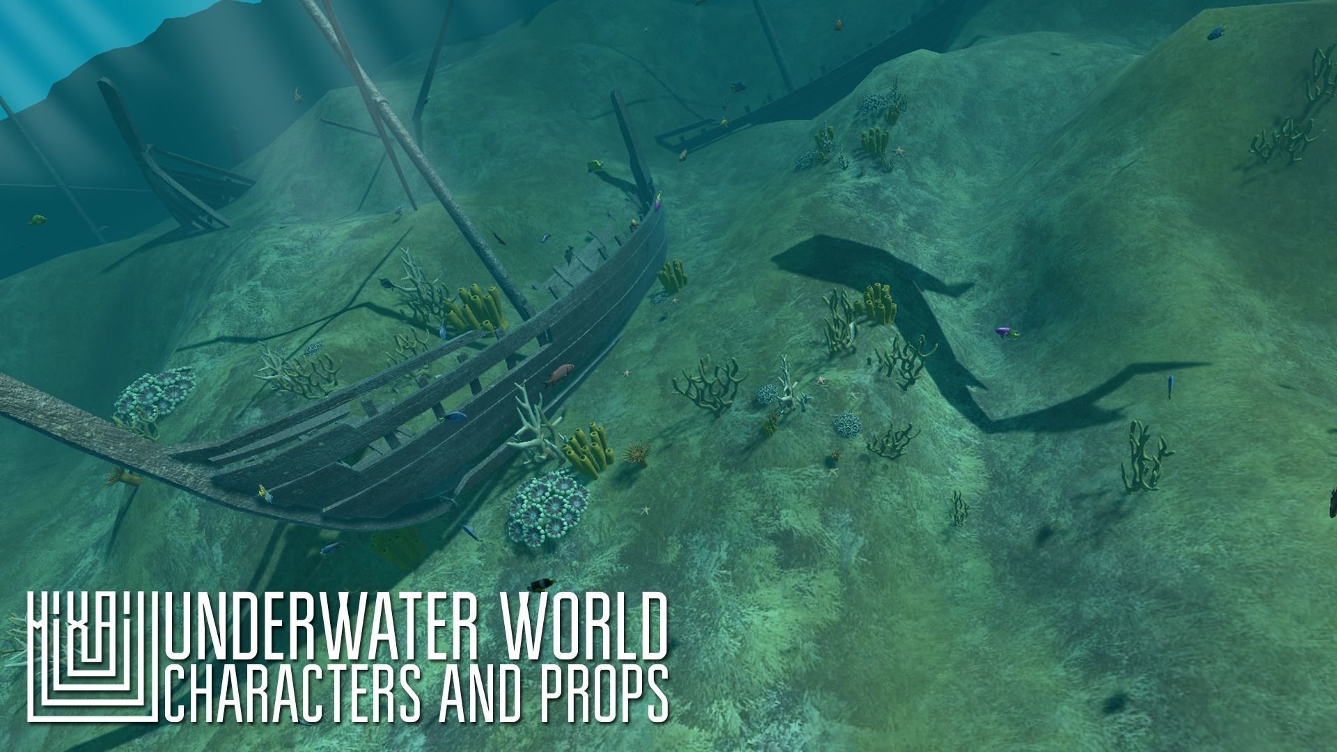 Underwater world - characters and props Low-poly 3D model_4
