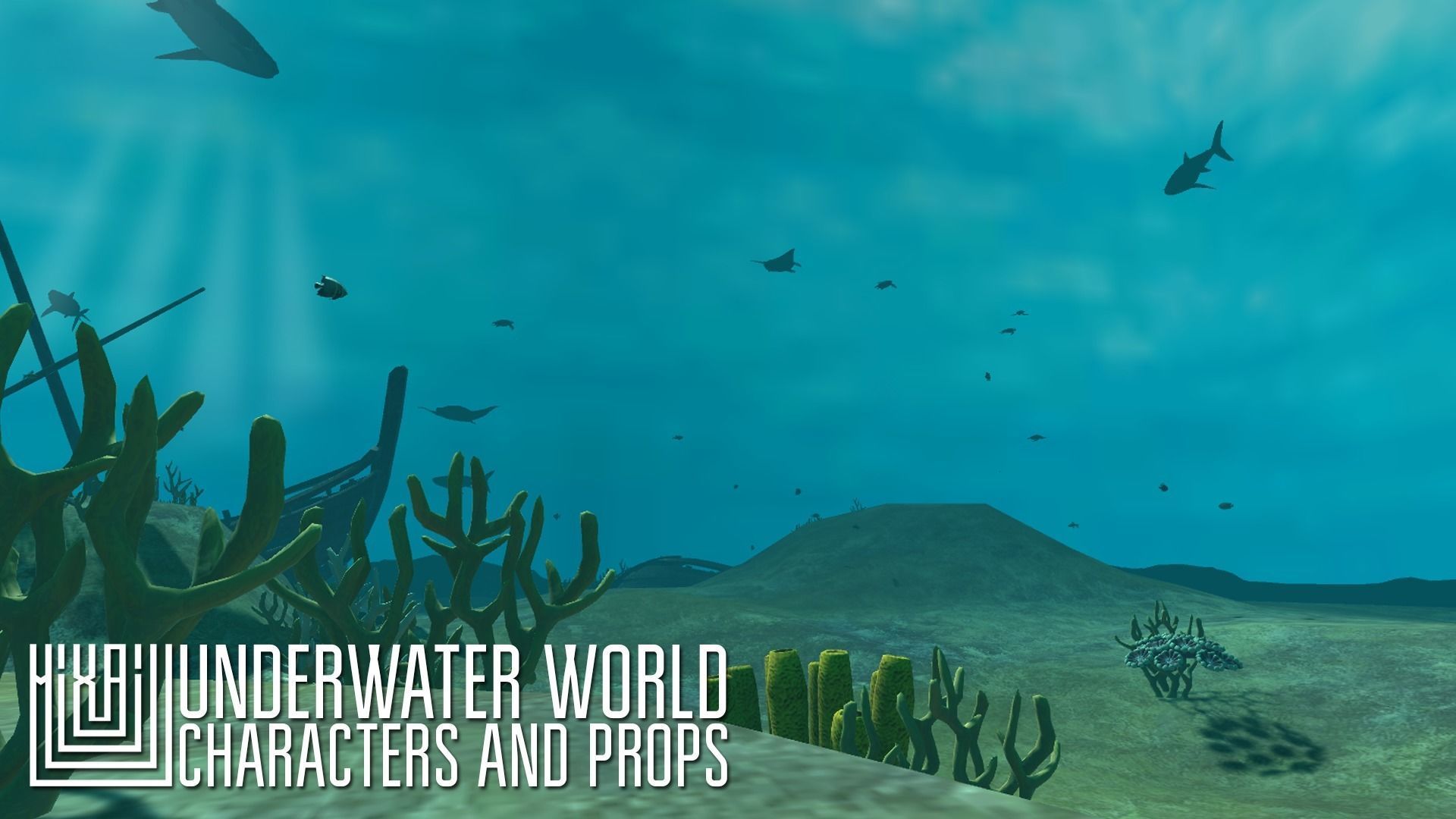 Underwater world - characters and props Low-poly 3D model_6