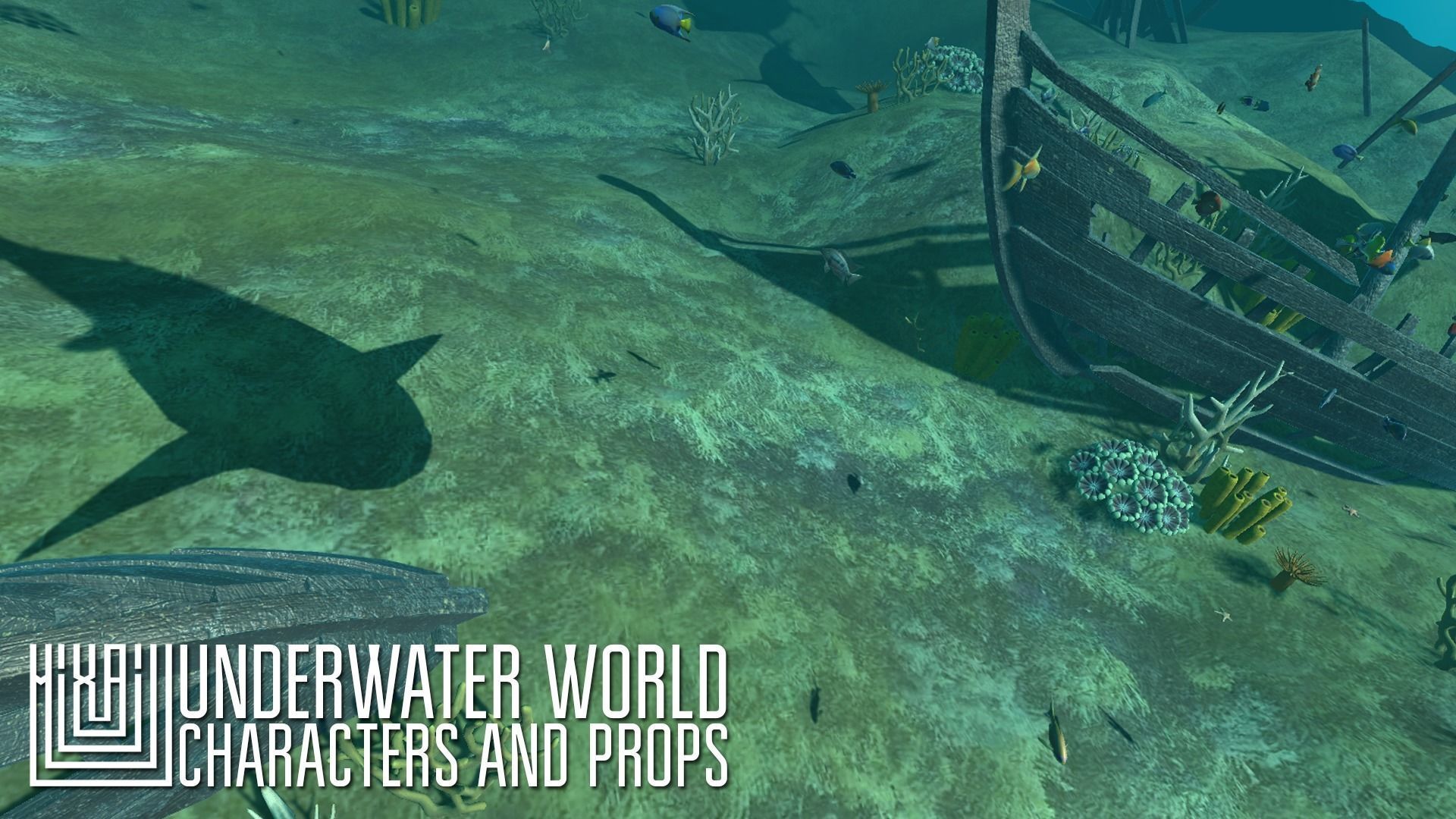 Underwater world - characters and props Low-poly 3D model_8