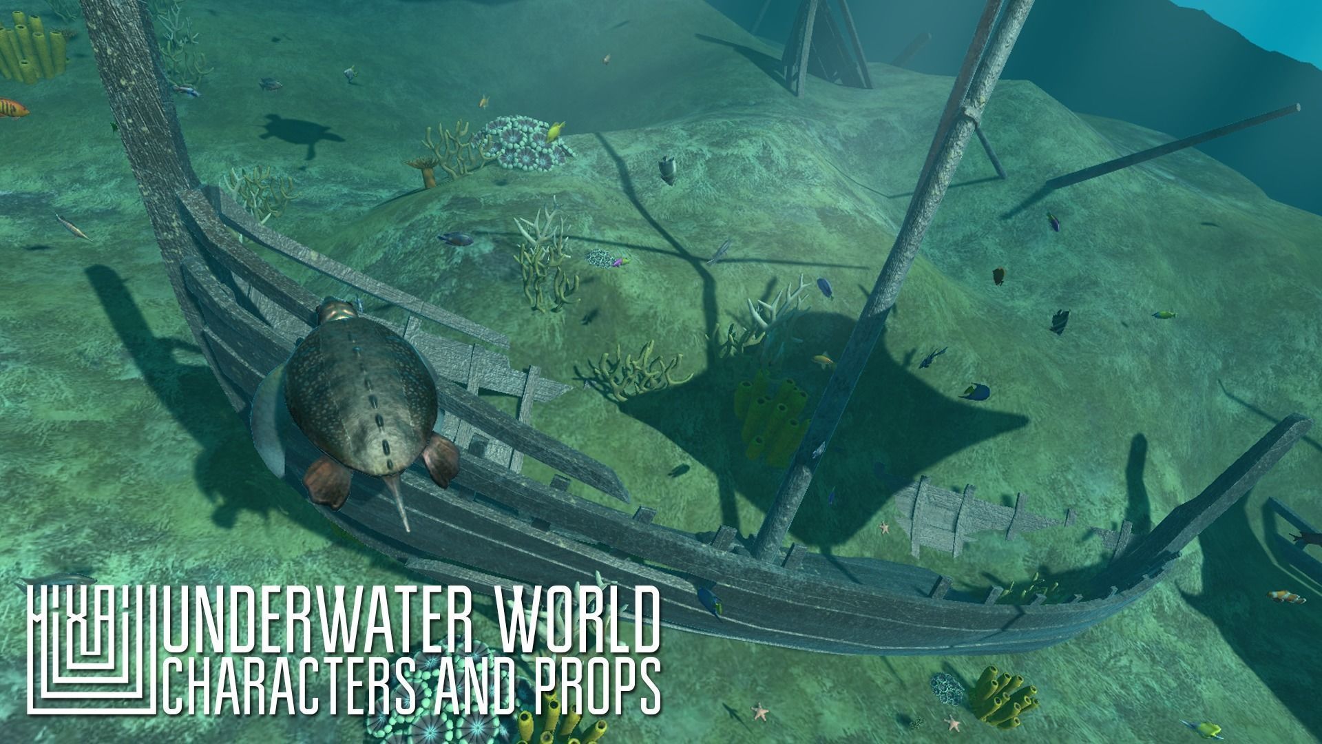 Underwater world - characters and props Low-poly 3D model_12