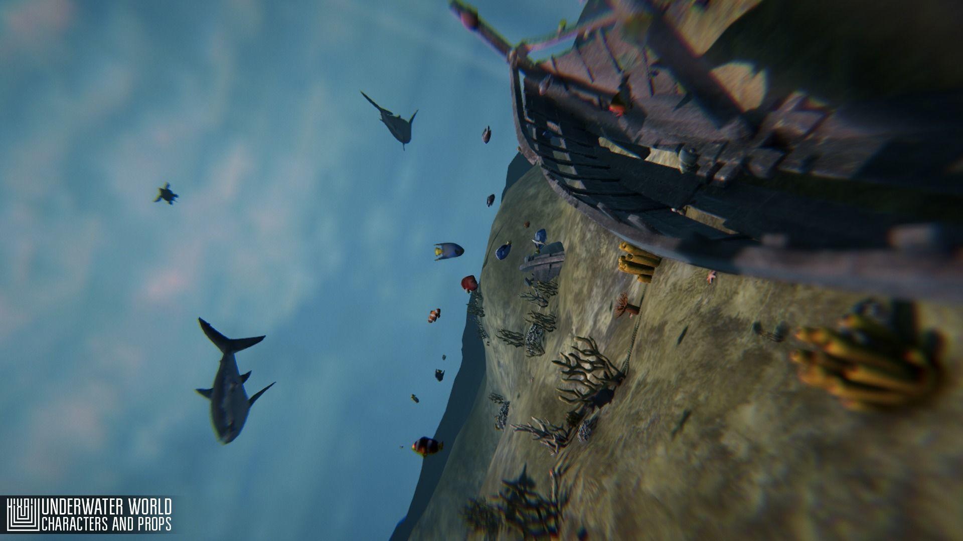 Underwater world - characters and props Low-poly 3D model_13