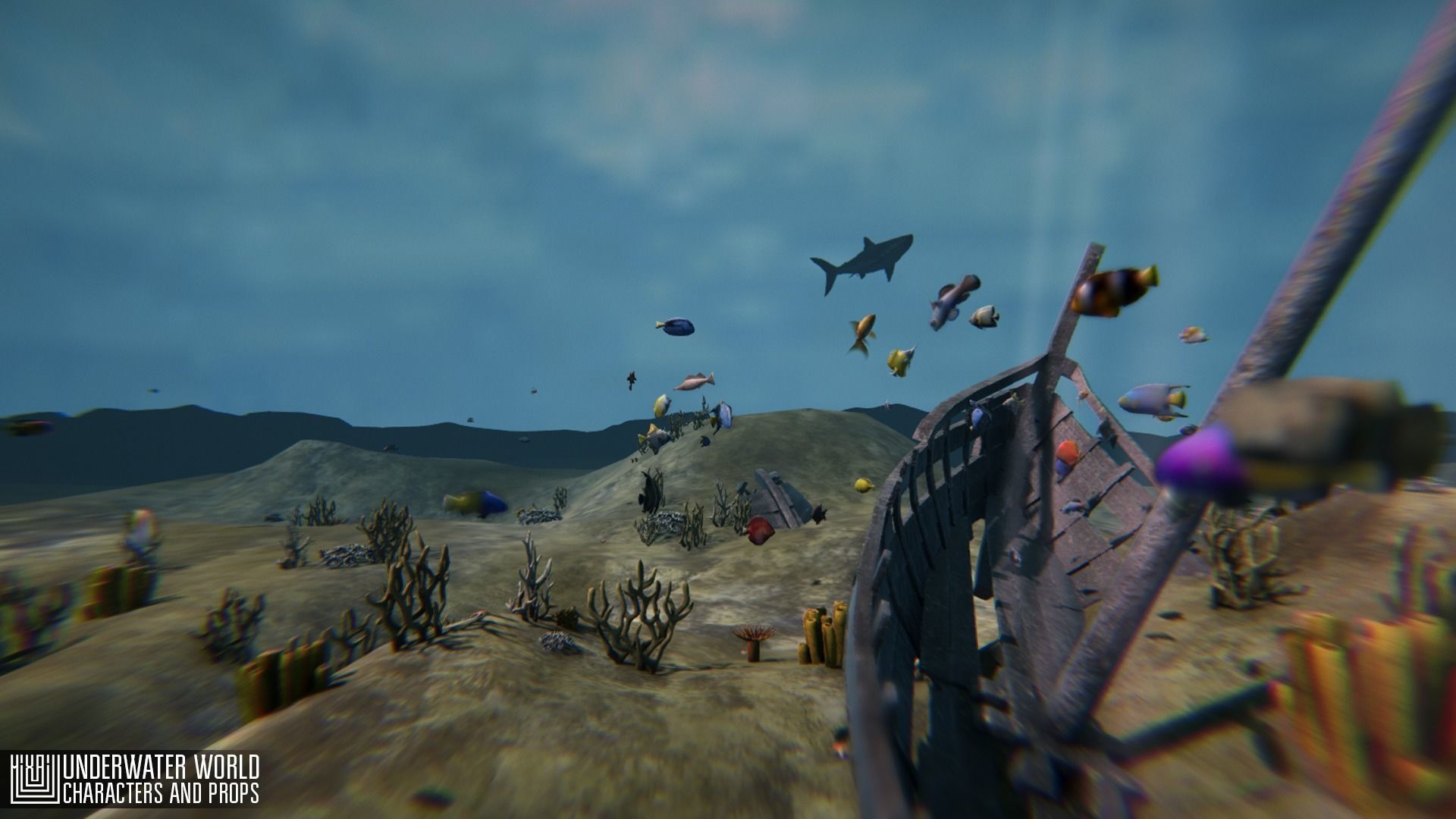 Underwater world - characters and props Low-poly 3D model_11