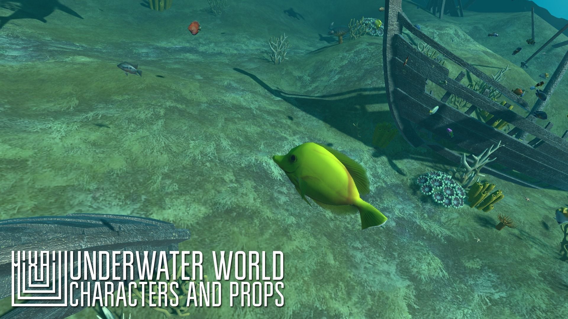 Underwater world - characters and props Low-poly 3D model_10