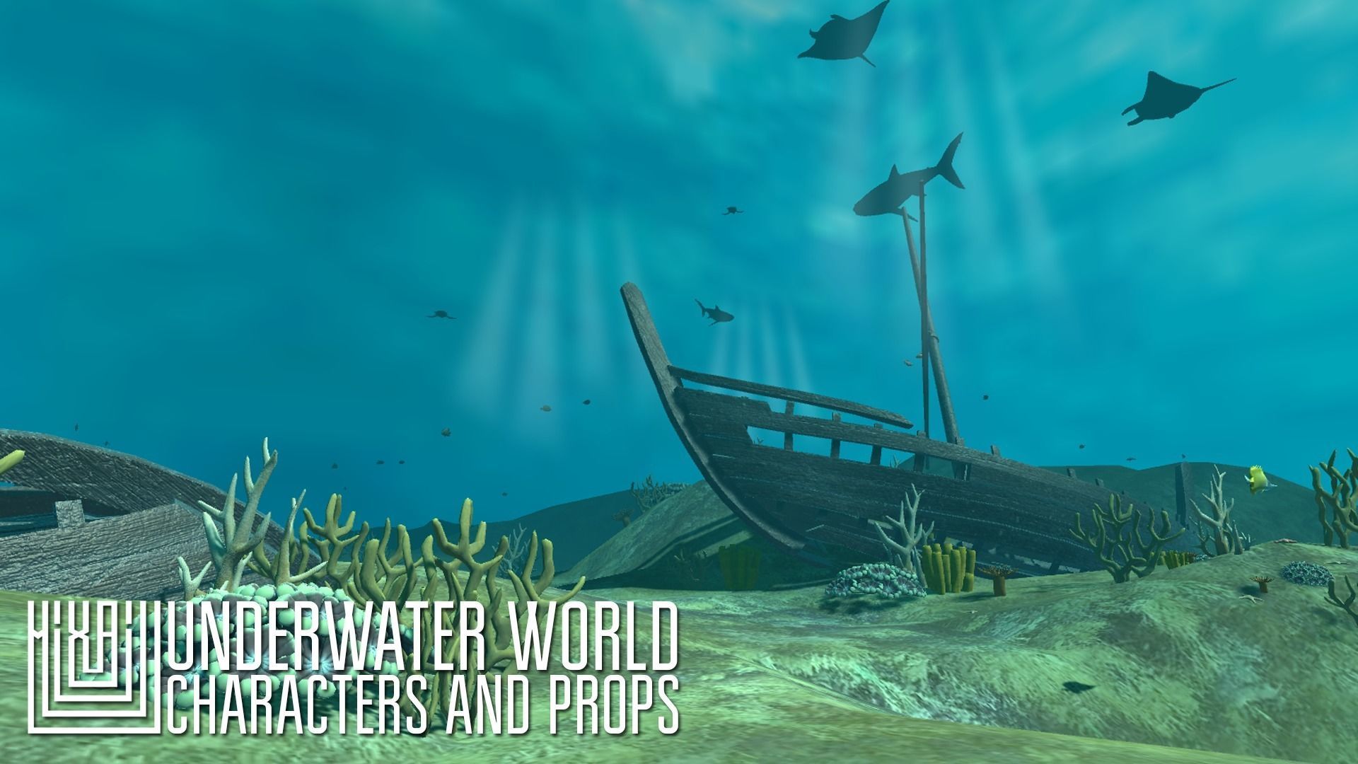 Underwater world - characters and props Low-poly 3D model_7
