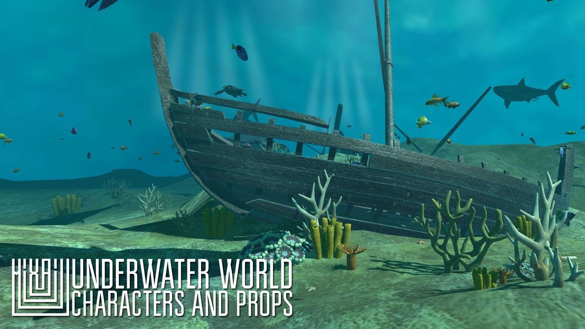 Underwater world - characters and props Low-poly 3D model_14