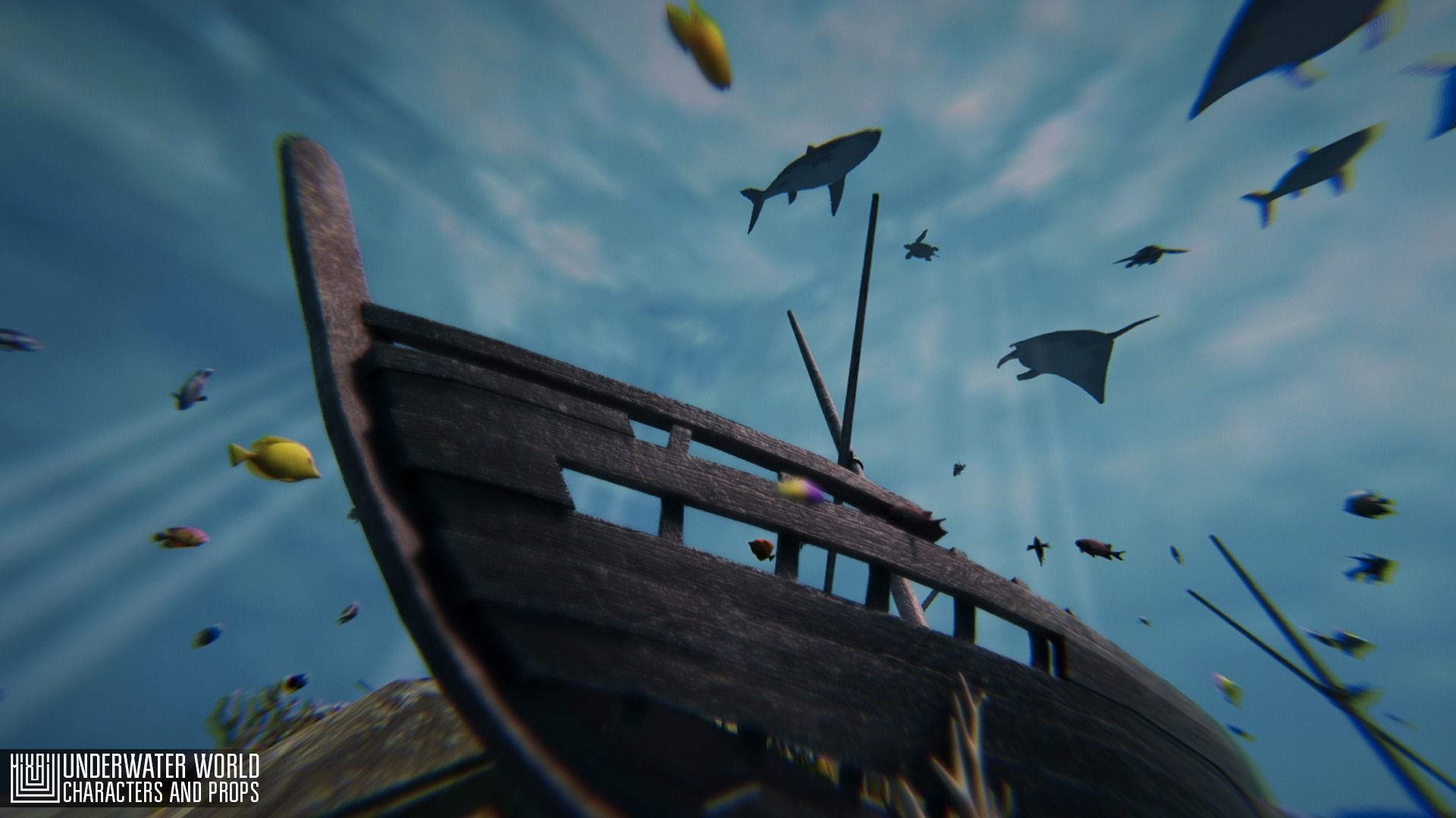 Underwater world - characters and props Low-poly 3D model_2