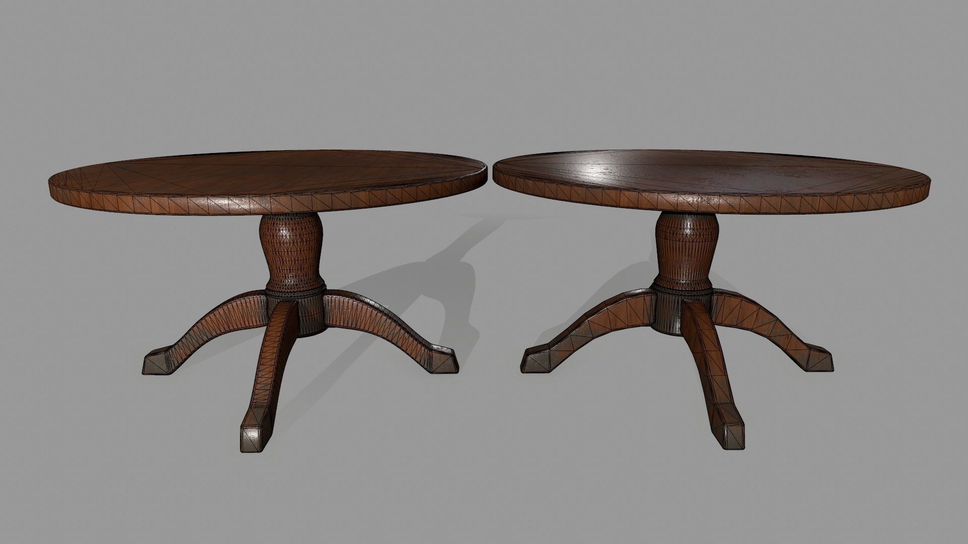 table 8 round wooden Low-poly 3D model_2