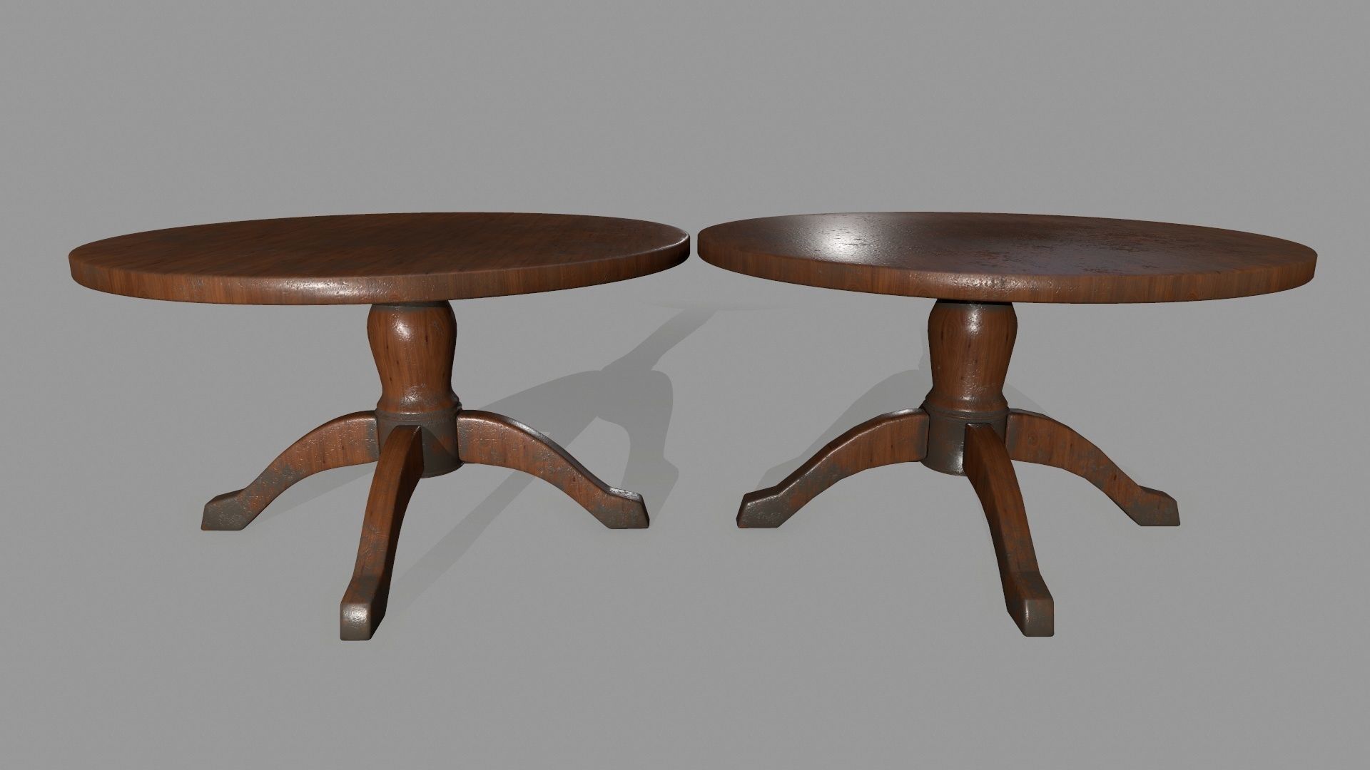 table 8 round wooden Low-poly 3D model_1