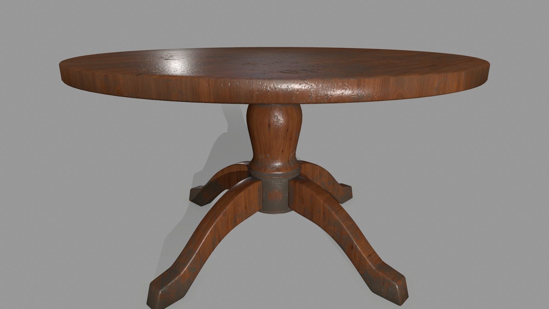 table 8 round wooden Low-poly 3D model_4