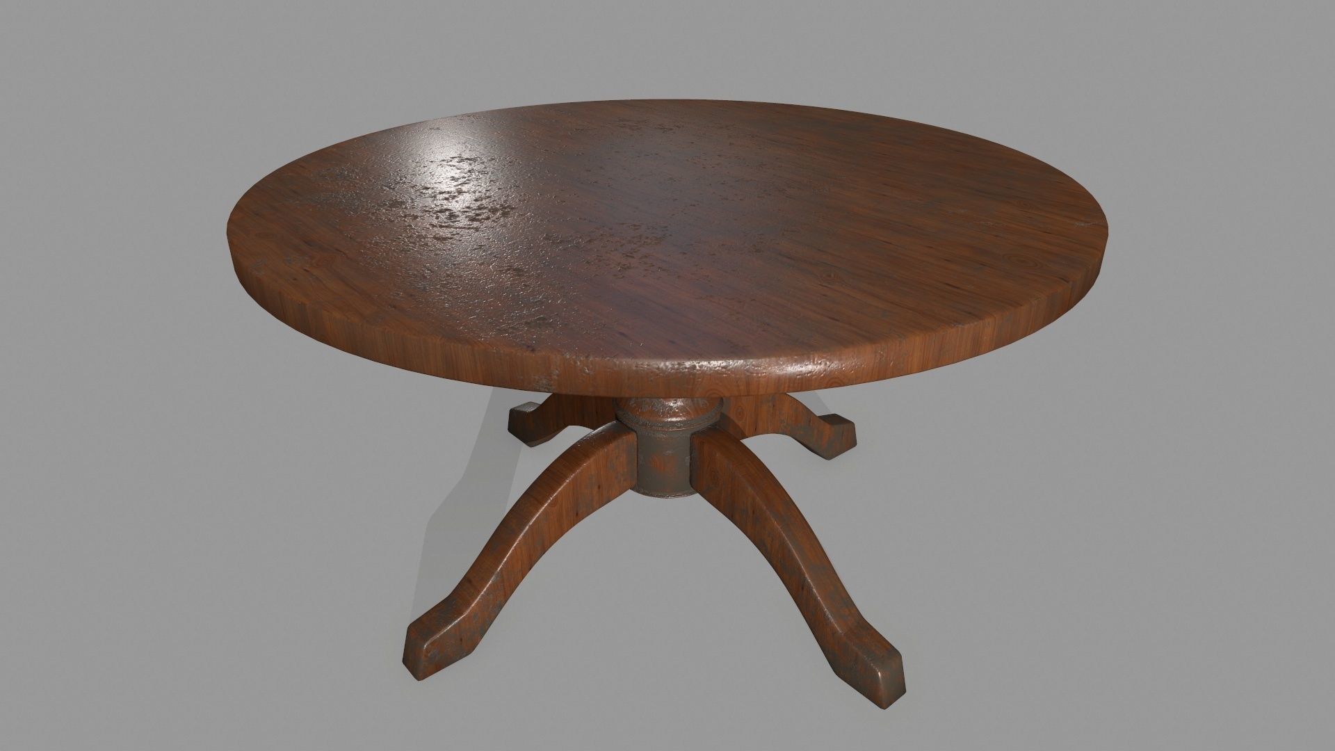 table 8 round wooden Low-poly 3D model_3