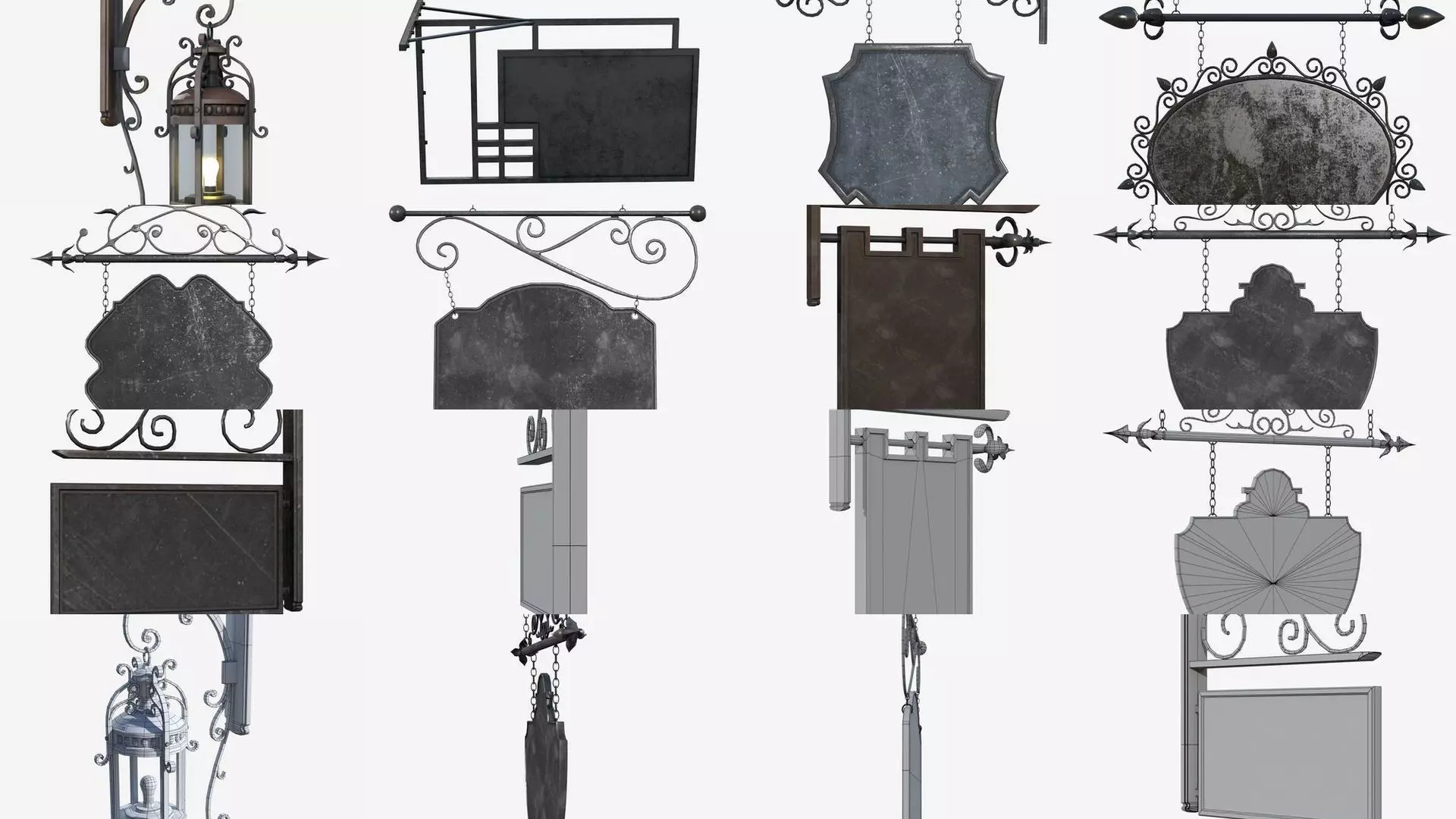 Signboards metal frame 3D Model Collection_0