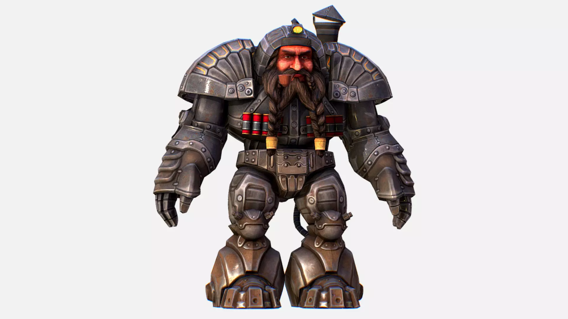 Mailed Armored Metal Gnome Robot Game Character Low-poly 3D model_0