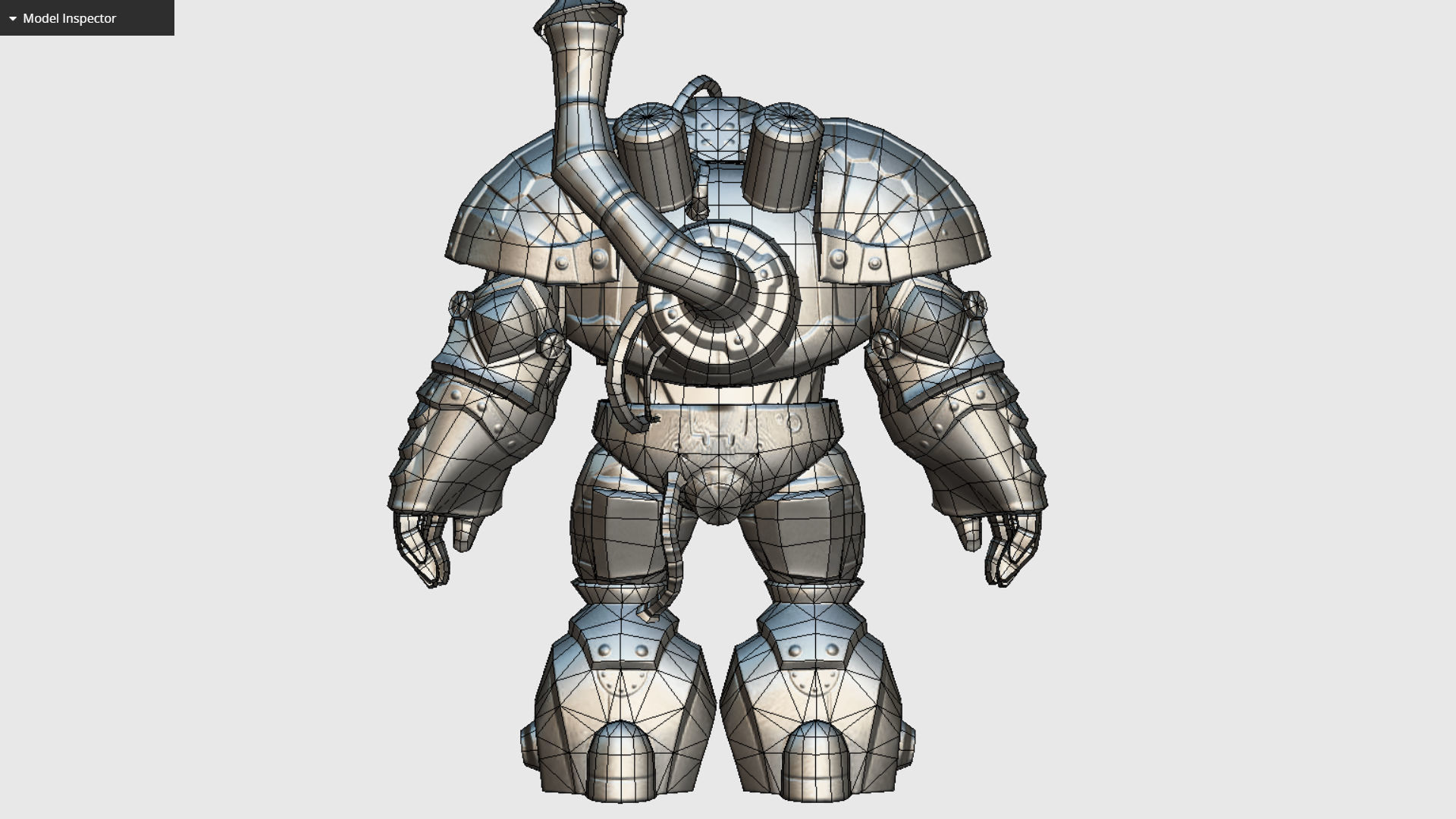 Mailed Armored Metal Gnome Robot Game Character Low-poly 3D model_25
