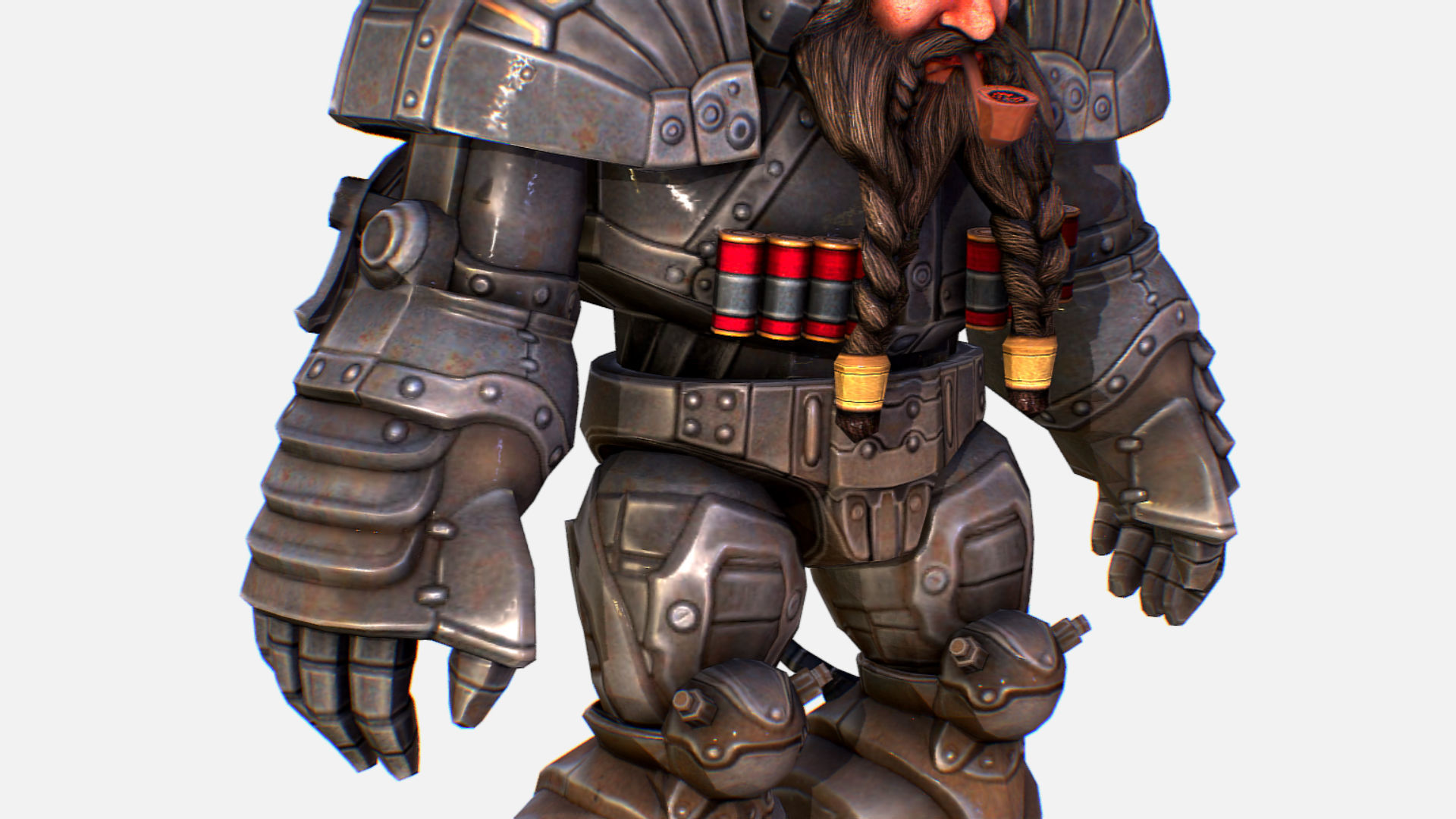 Mailed Armored Metal Gnome Robot Game Character Low-poly 3D model_18