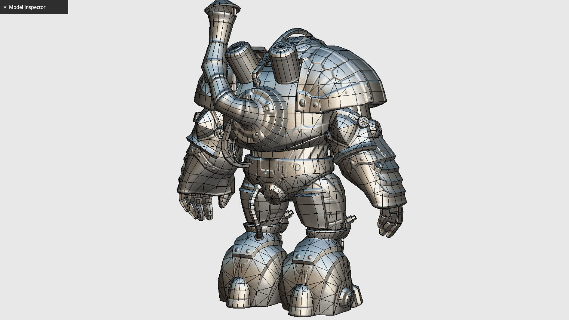 Mailed Armored Metal Gnome Robot Game Character Low-poly 3D model_26