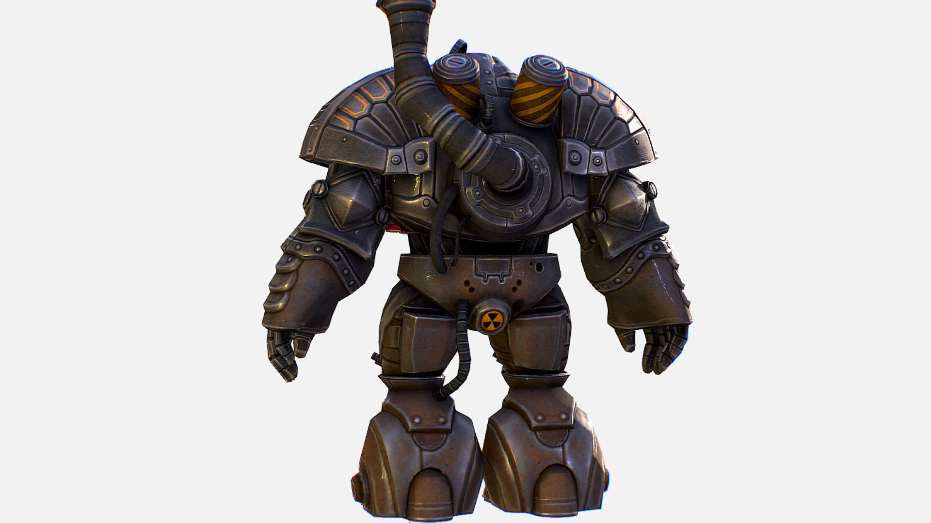Mailed Armored Metal Gnome Robot Game Character Low-poly 3D model_8
