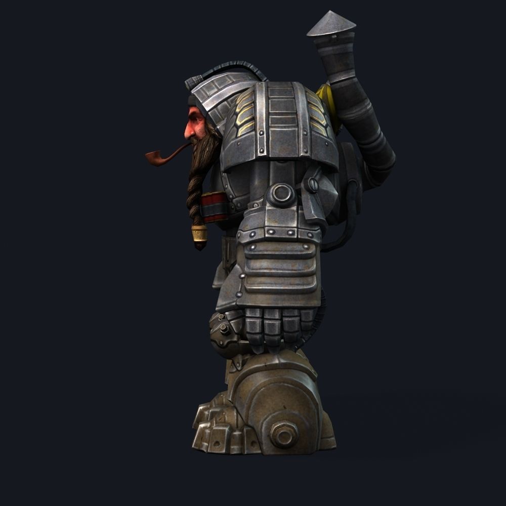 Mailed Armored Metal Gnome Robot Game Character Low-poly 3D model_40