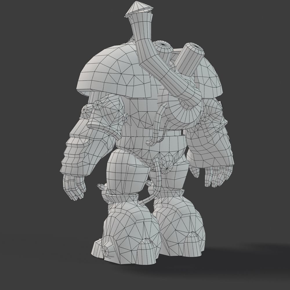 Mailed Armored Metal Gnome Robot Game Character Low-poly 3D model_46