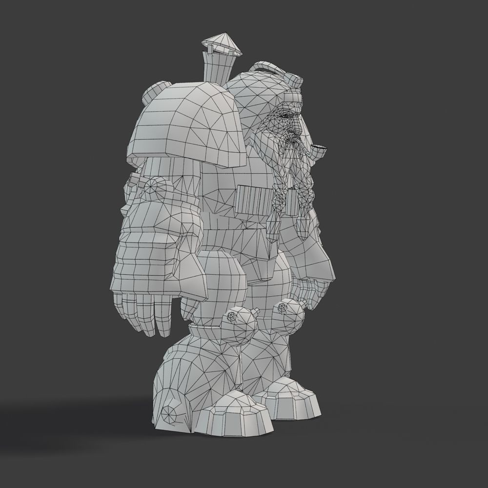 Mailed Armored Metal Gnome Robot Game Character Low-poly 3D model_43