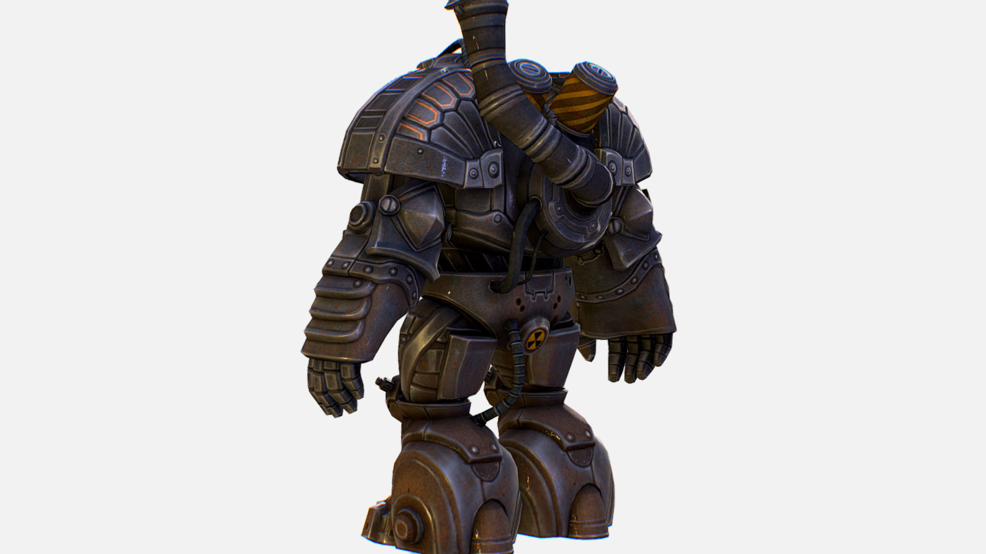Mailed Armored Metal Gnome Robot Game Character Low-poly 3D model_7