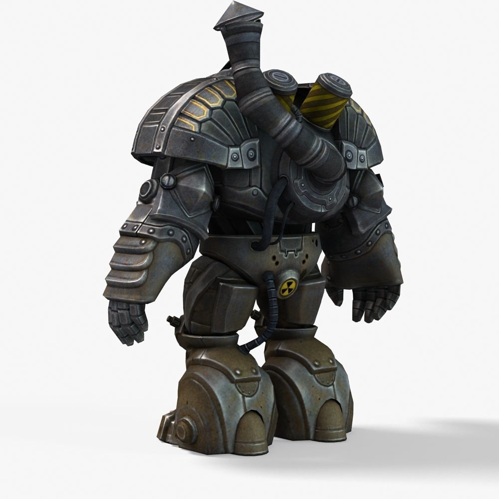 Mailed Armored Metal Gnome Robot Game Character Low-poly 3D model_32