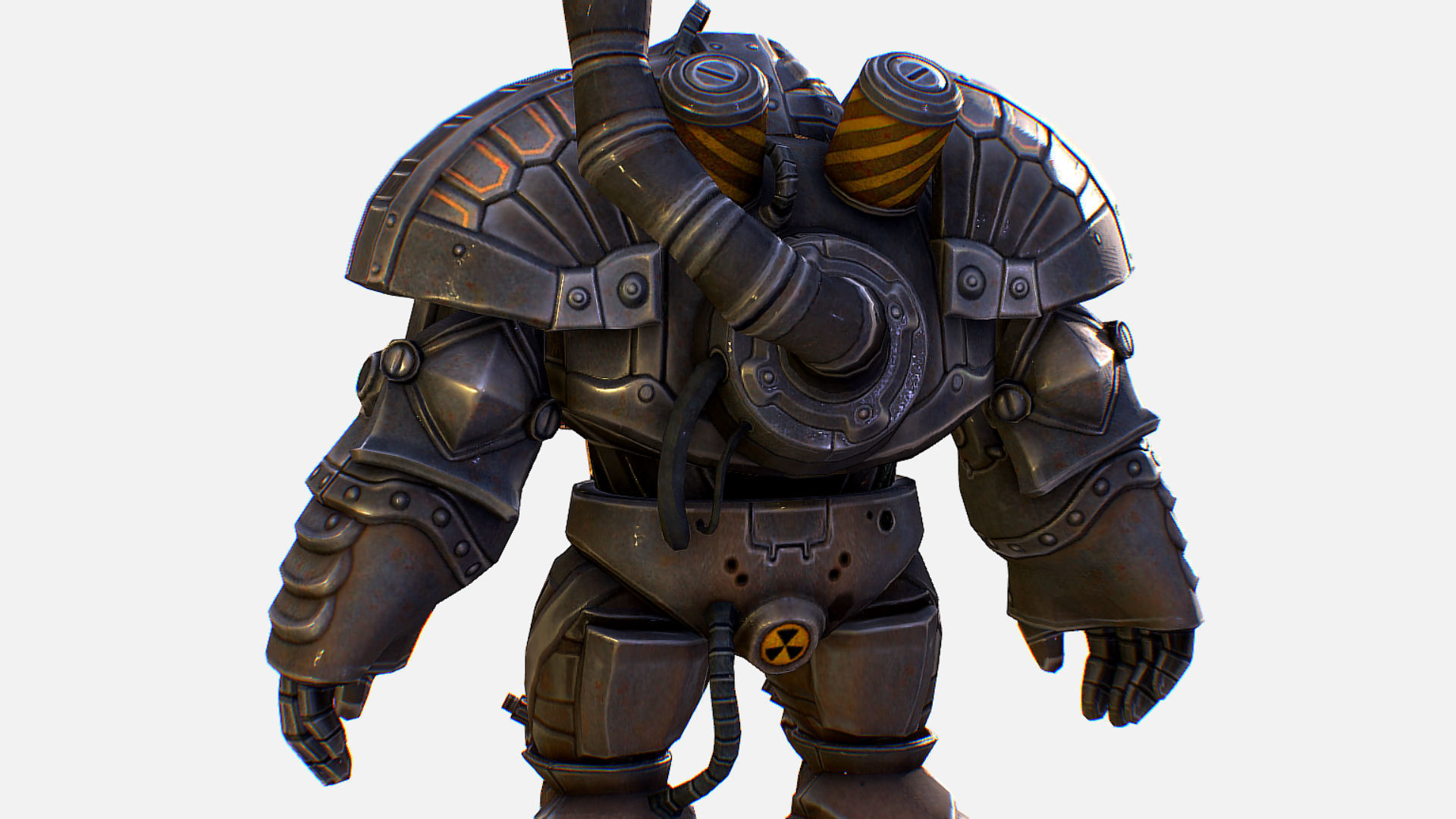Mailed Armored Metal Gnome Robot Game Character Low-poly 3D model_14