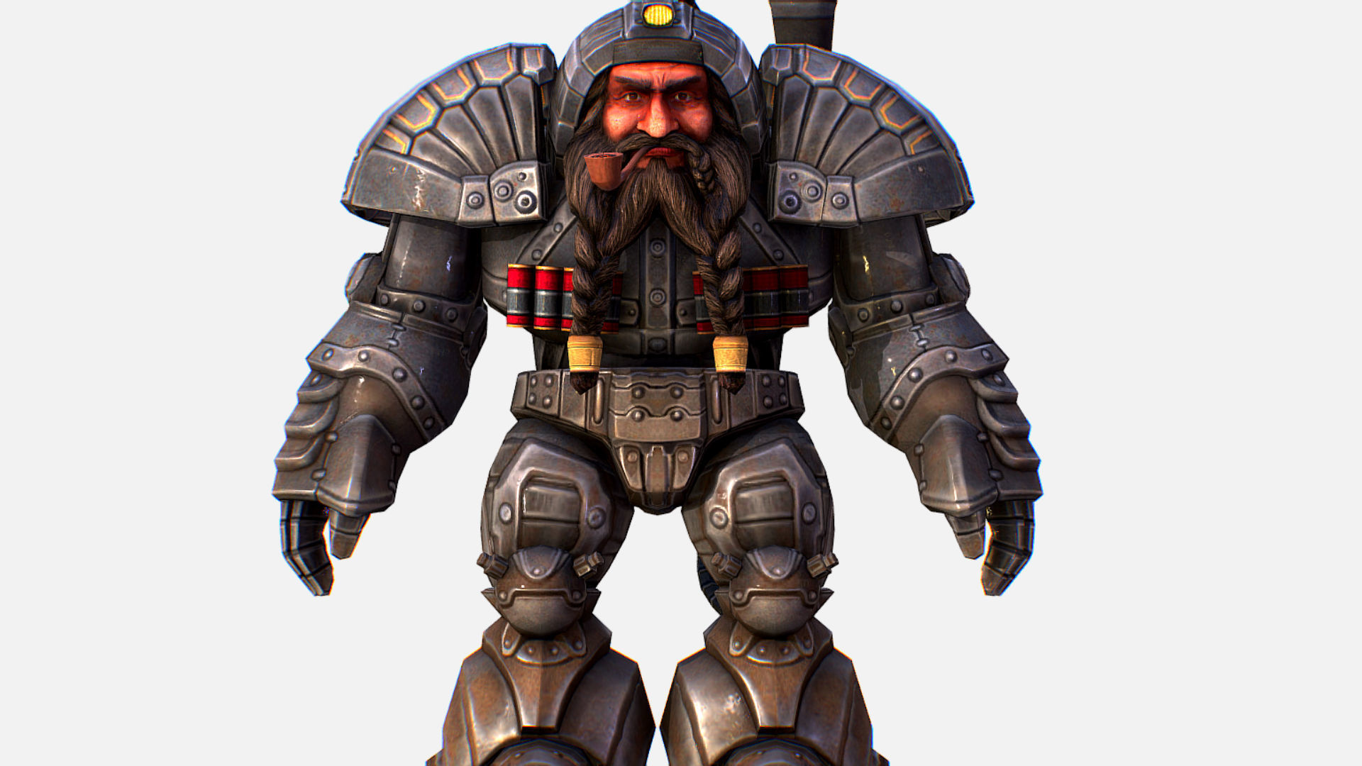 Mailed Armored Metal Gnome Robot Game Character Low-poly 3D model_21