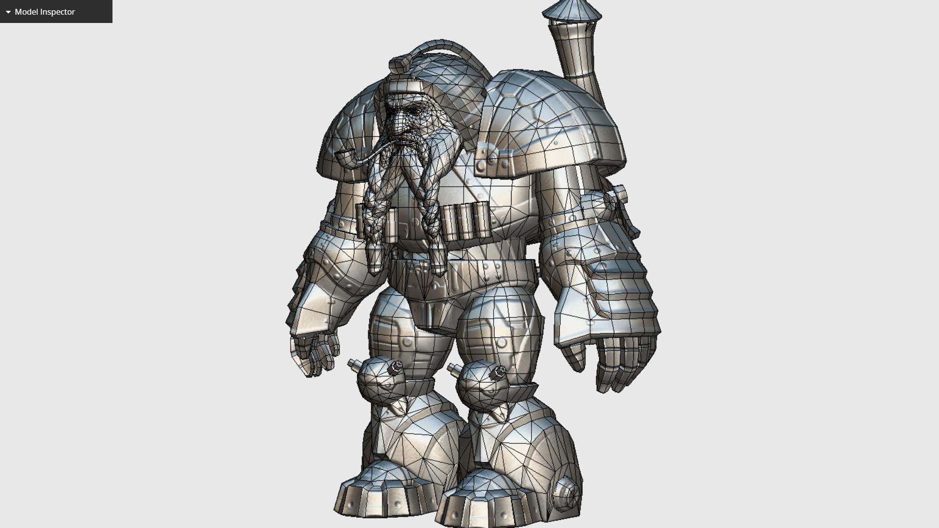 Mailed Armored Metal Gnome Robot Game Character Low-poly 3D model_24