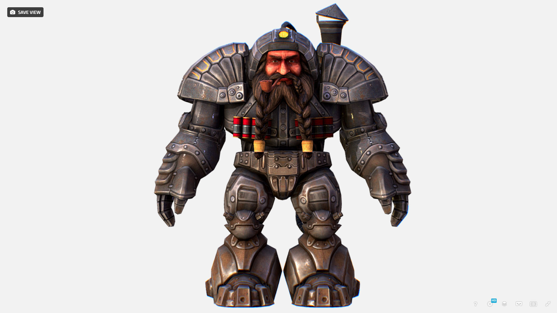 Mailed Armored Metal Gnome Robot Game Character Low-poly 3D model_22