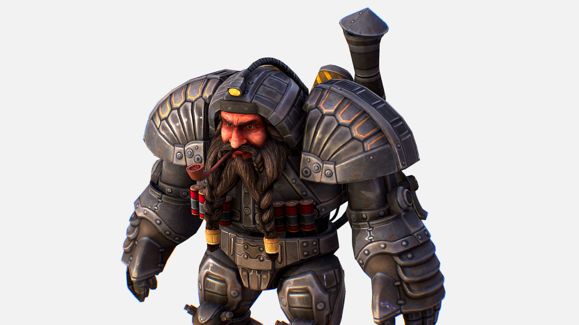 Mailed Armored Metal Gnome Robot Game Character Low-poly 3D model_16