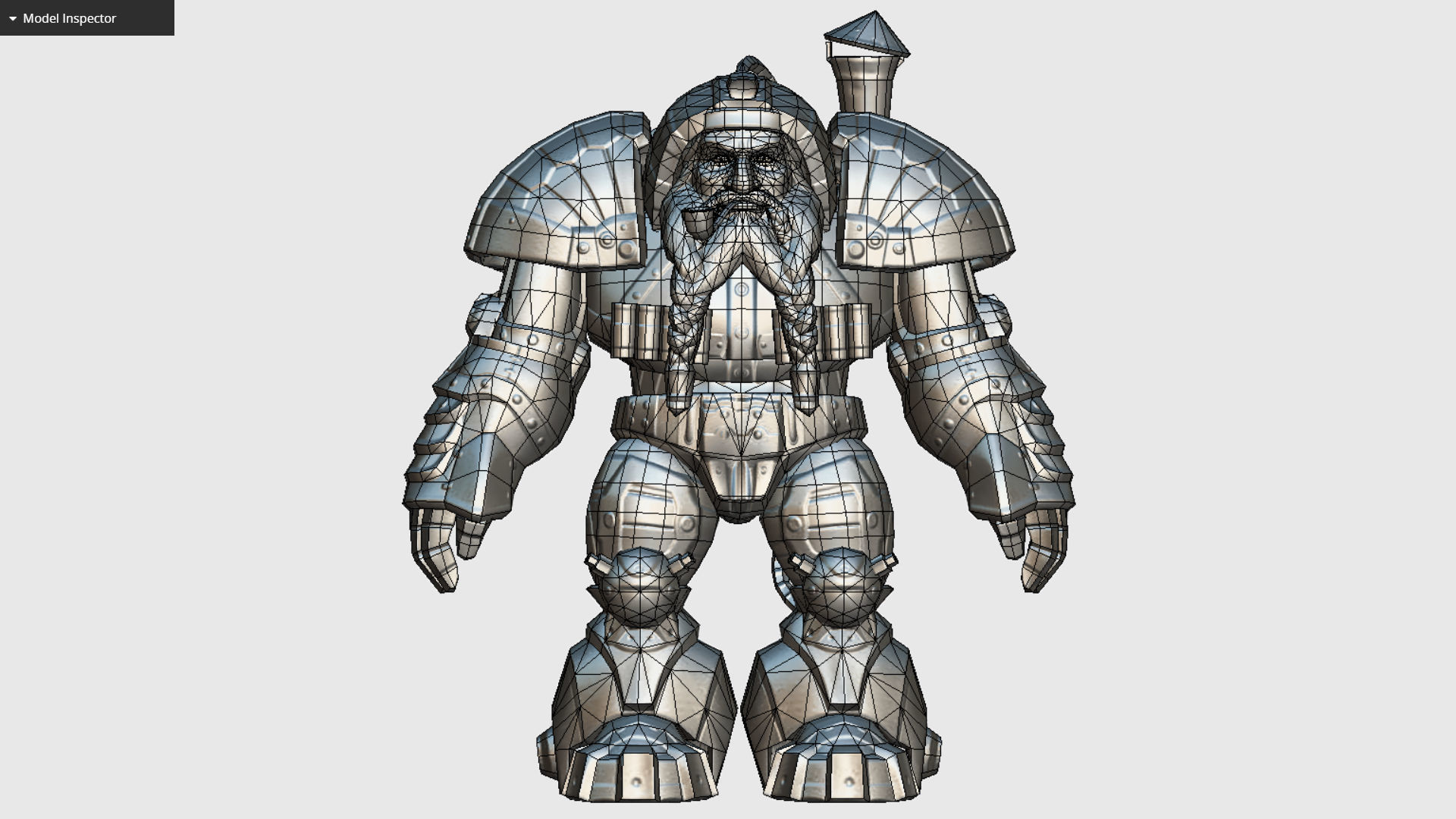 Mailed Armored Metal Gnome Robot Game Character Low-poly 3D model_23