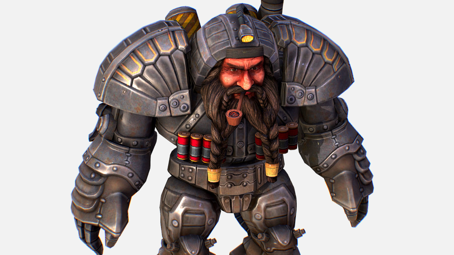 Mailed Armored Metal Gnome Robot Game Character Low-poly 3D model_13