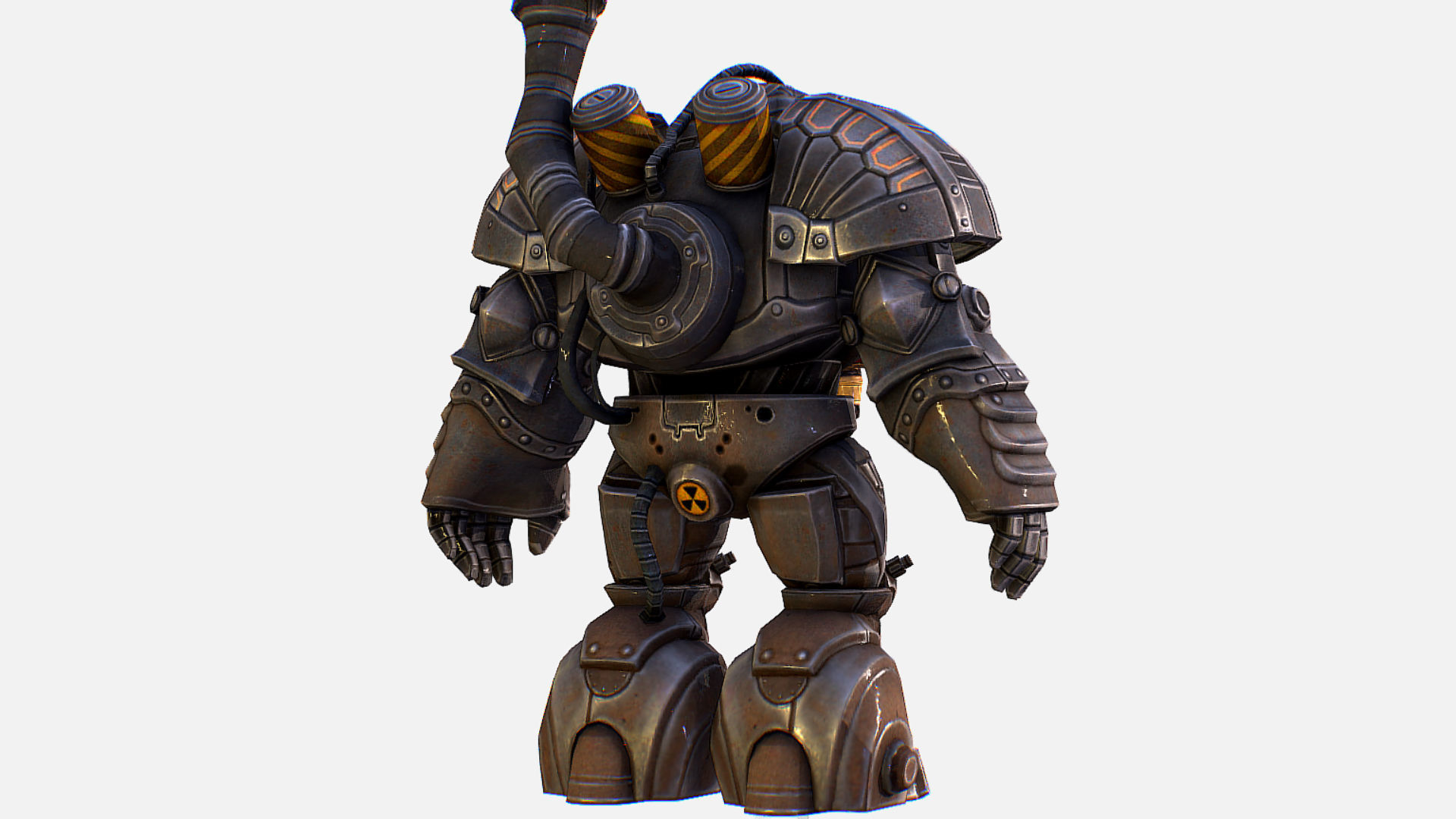 Mailed Armored Metal Gnome Robot Game Character Low-poly 3D model_9