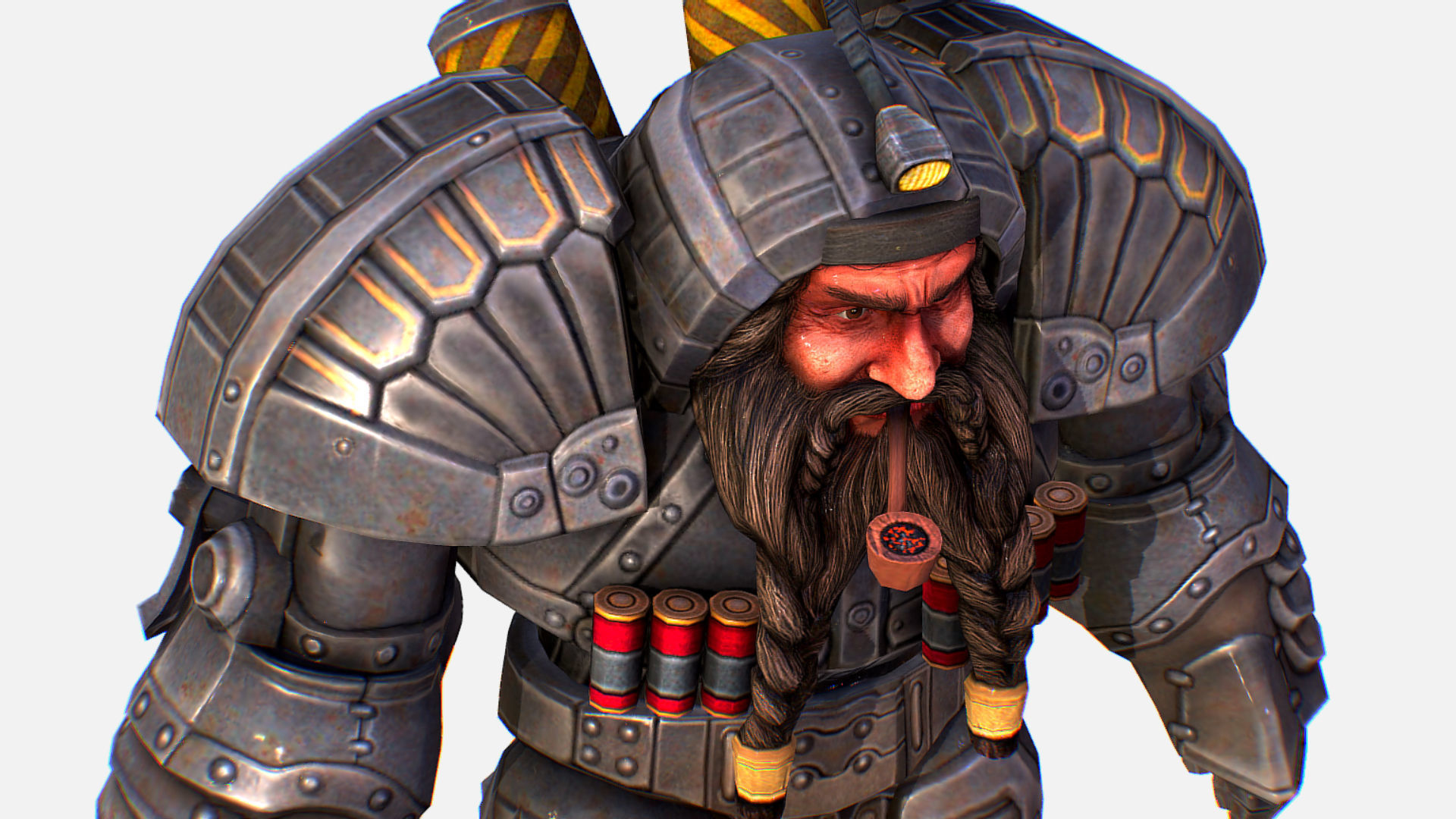 Mailed Armored Metal Gnome Robot Game Character Low-poly 3D model_19