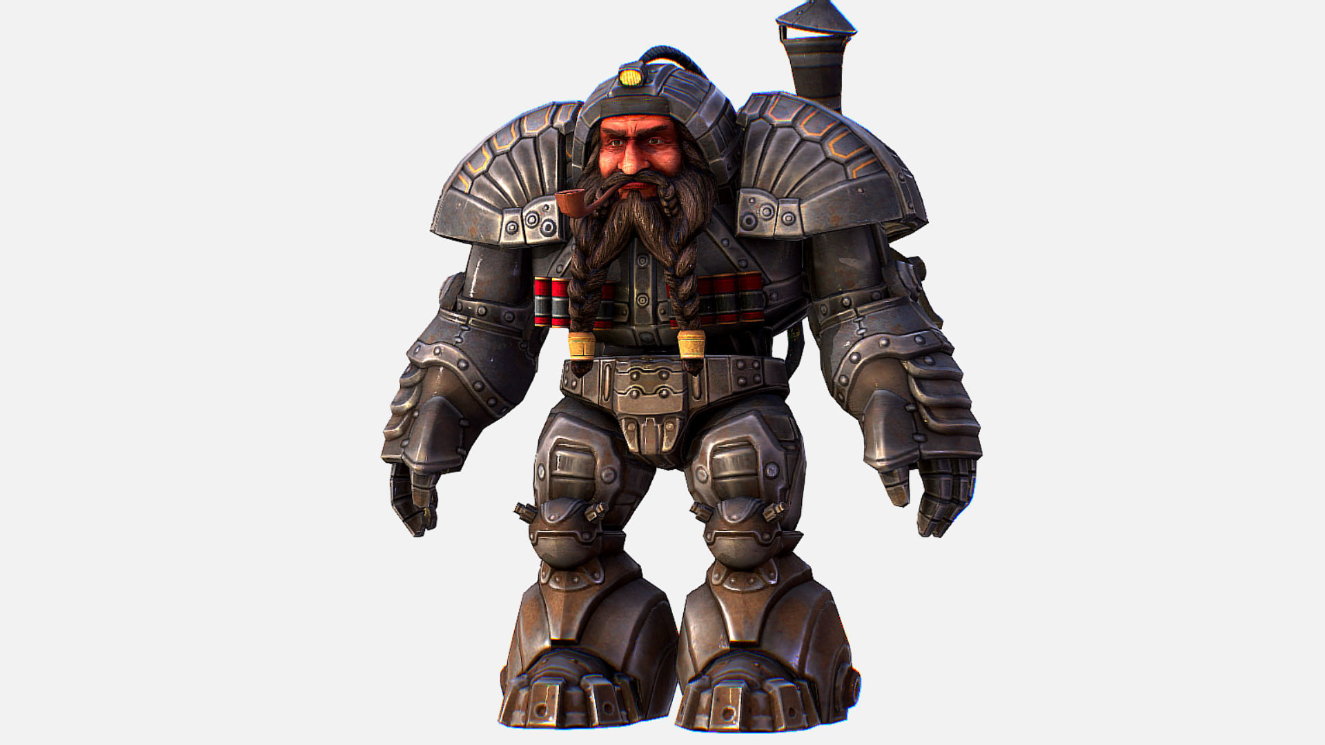 Mailed Armored Metal Gnome Robot Game Character Low-poly 3D model_3