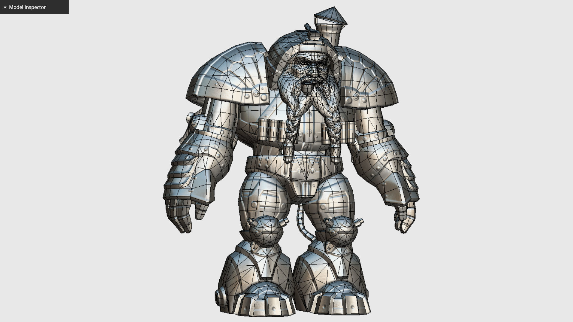 Mailed Armored Metal Gnome Robot Game Character Low-poly 3D model_27