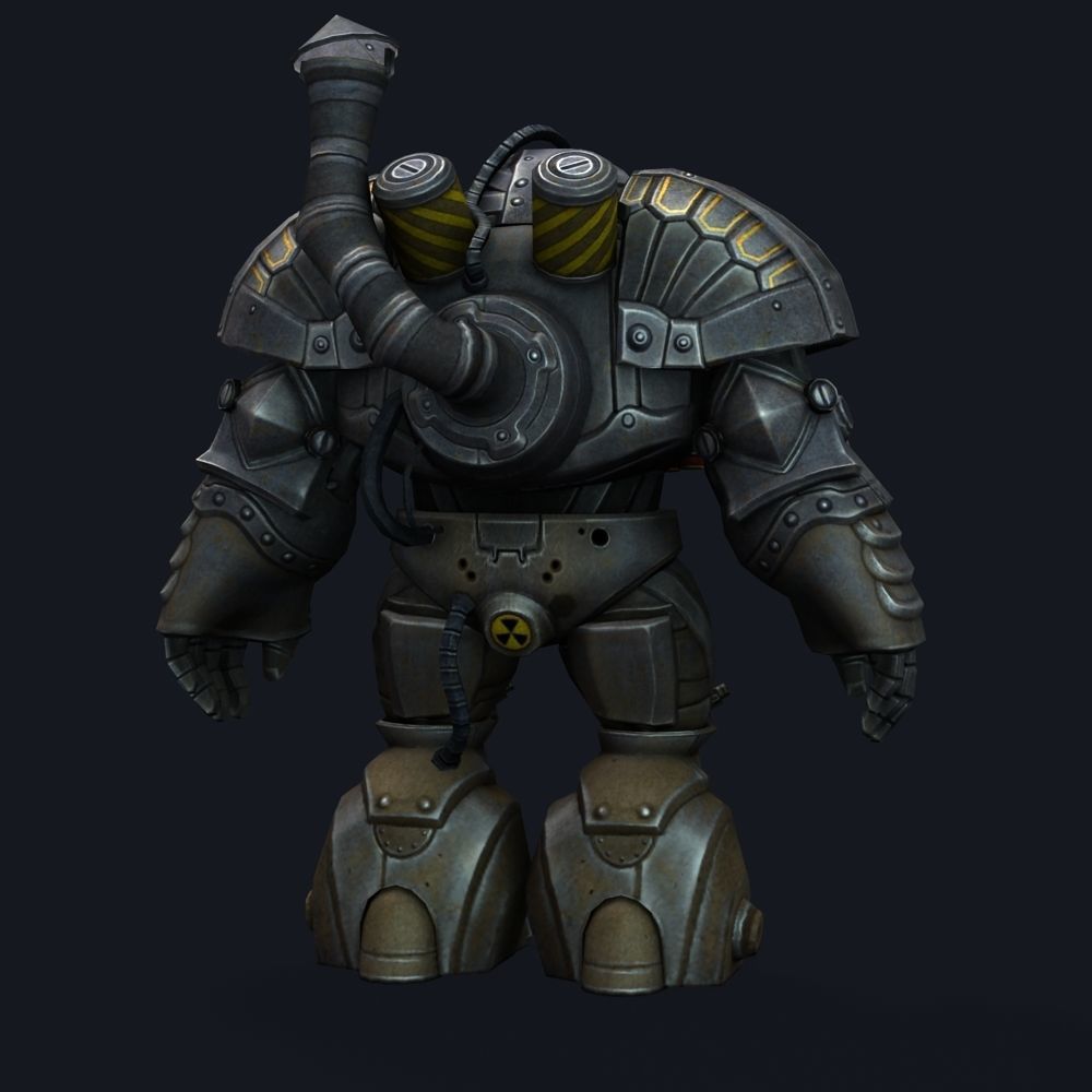 Mailed Armored Metal Gnome Robot Game Character Low-poly 3D model_38