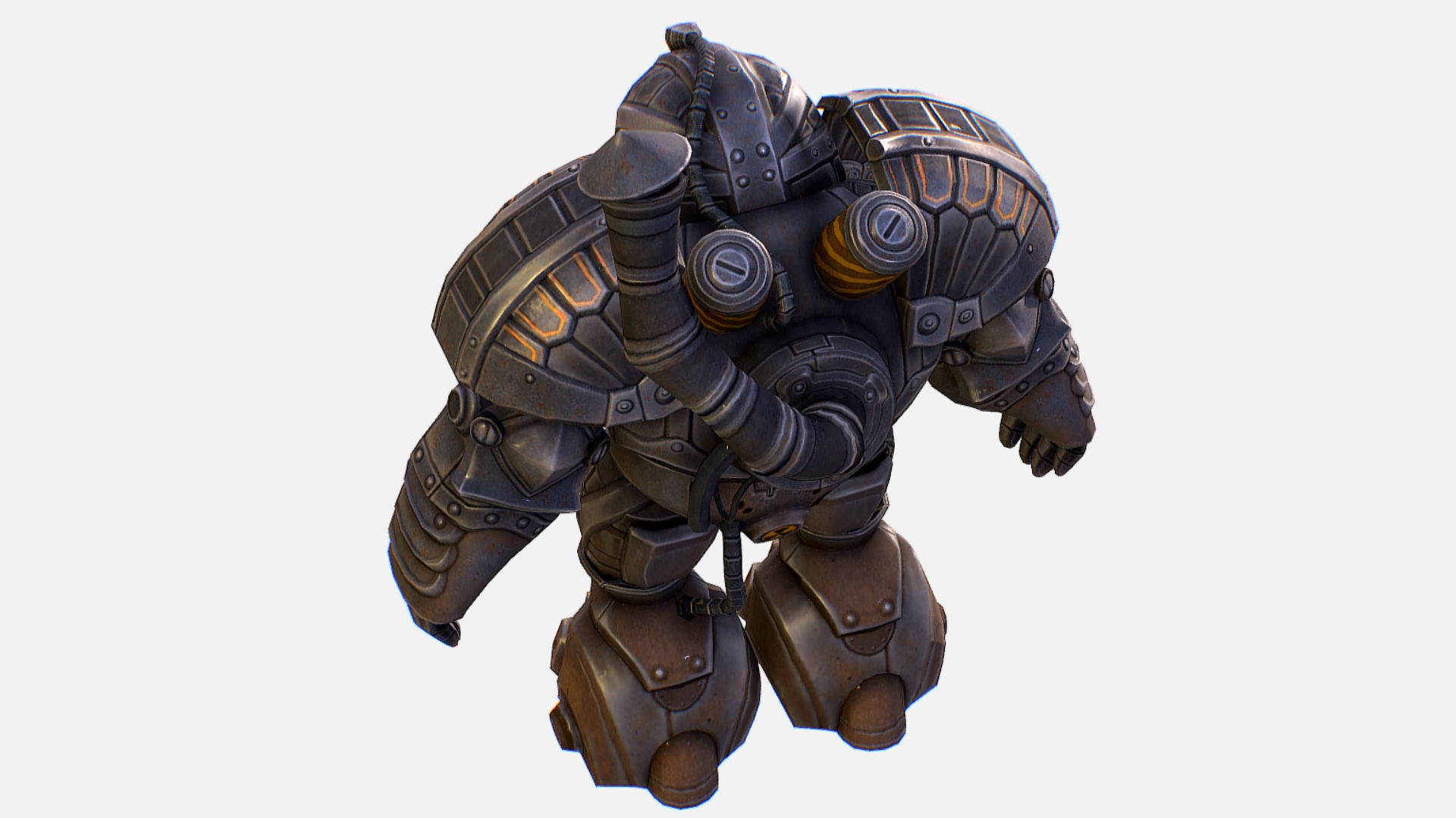 Mailed Armored Metal Gnome Robot Game Character Low-poly 3D model_15