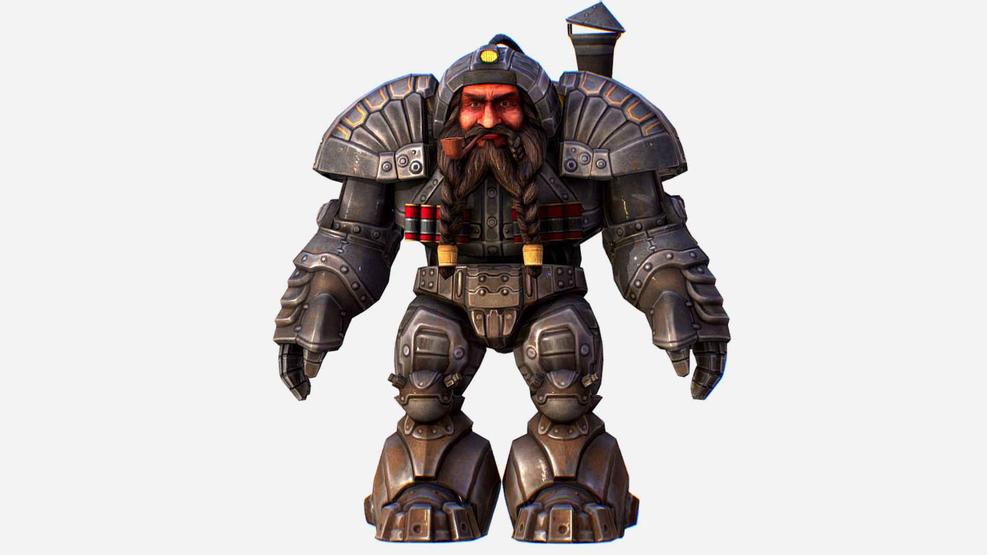 Mailed Armored Metal Gnome Robot Game Character Low-poly 3D model_2