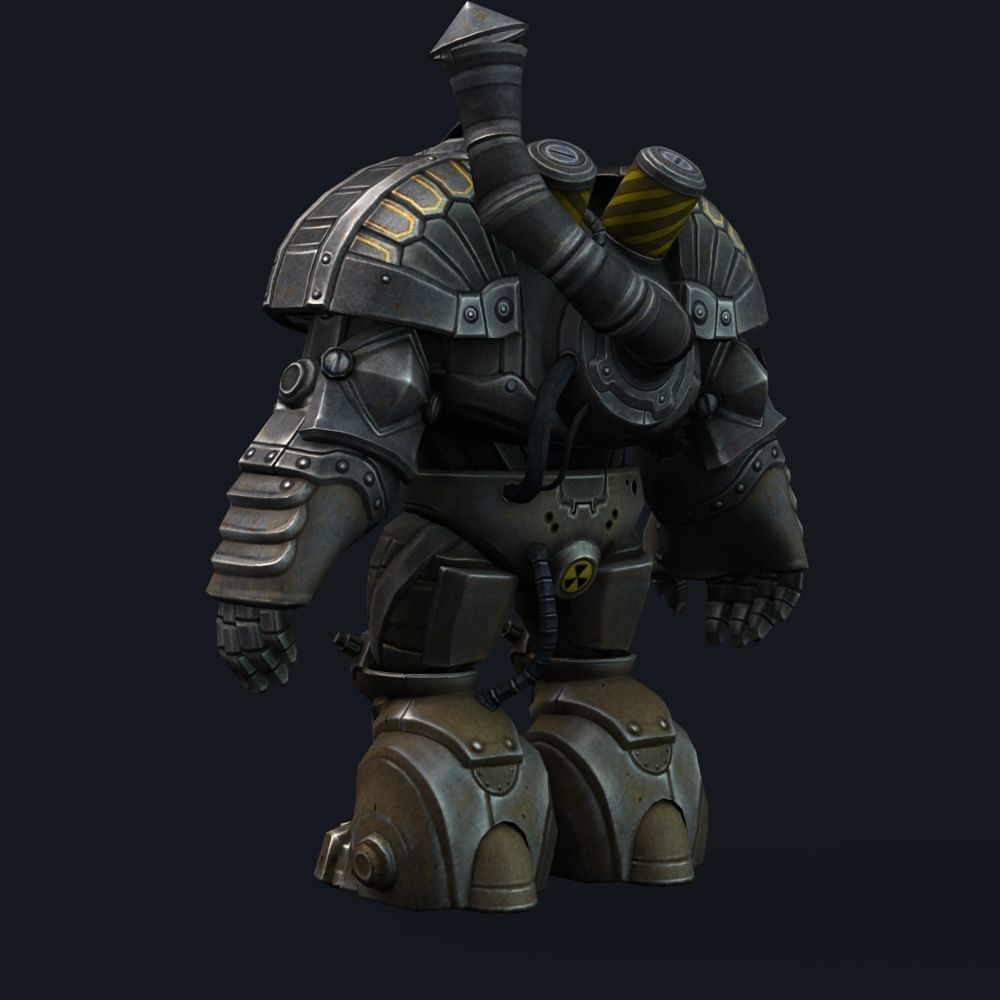 Mailed Armored Metal Gnome Robot Game Character Low-poly 3D model_39