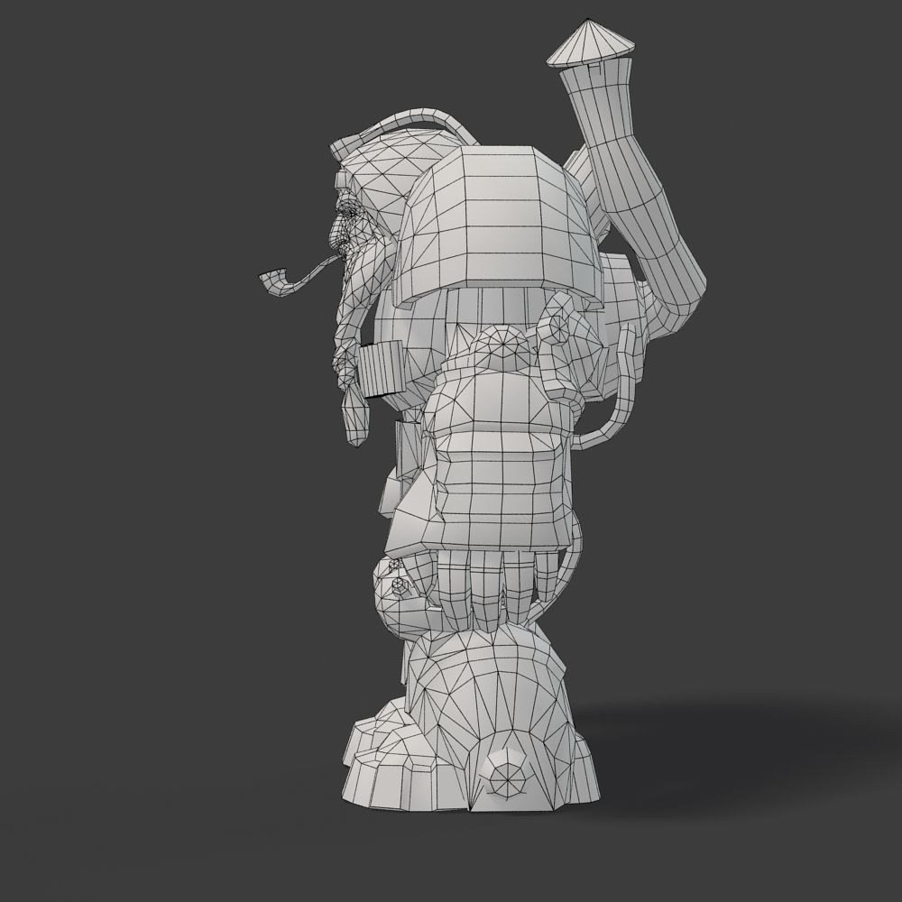 Mailed Armored Metal Gnome Robot Game Character Low-poly 3D model_47