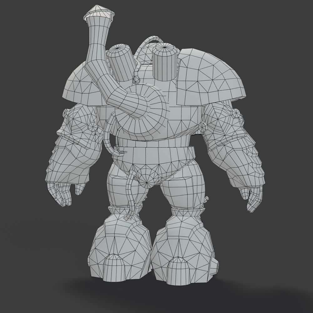 Mailed Armored Metal Gnome Robot Game Character Low-poly 3D model_45