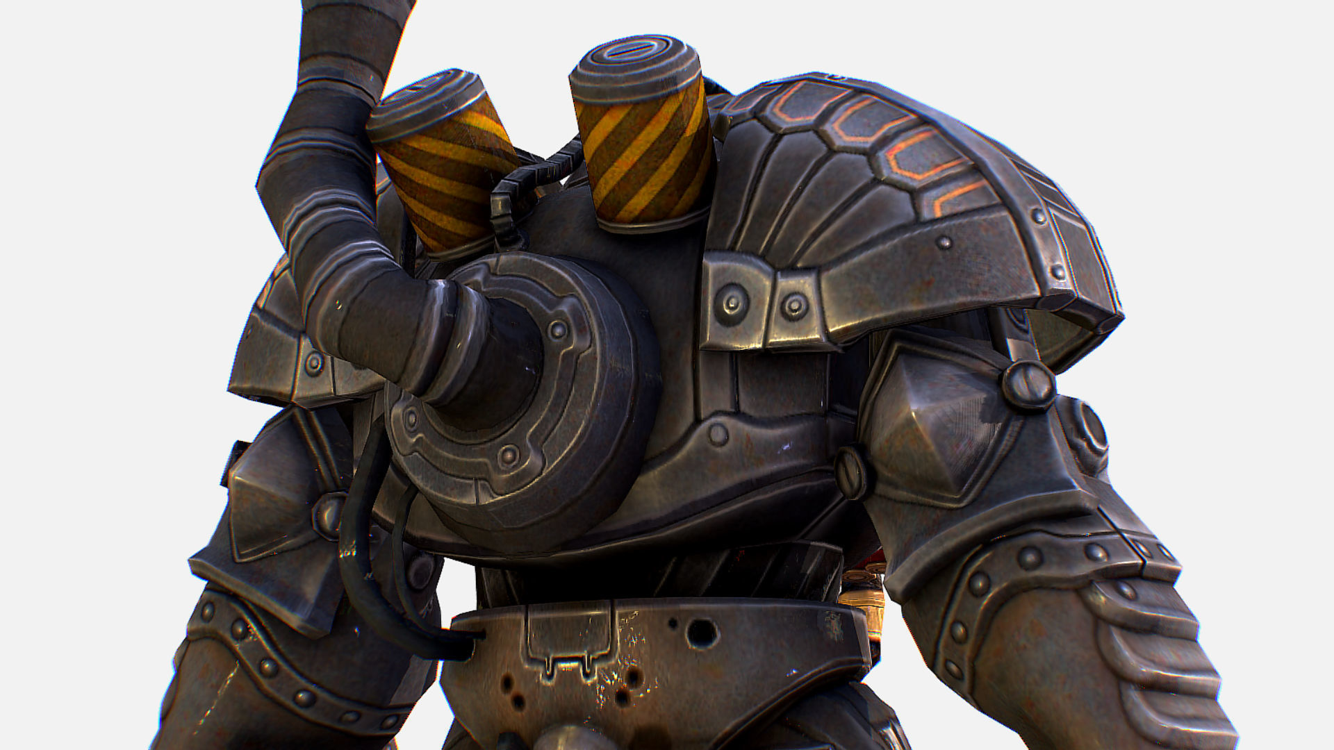 Mailed Armored Metal Gnome Robot Game Character Low-poly 3D model_20