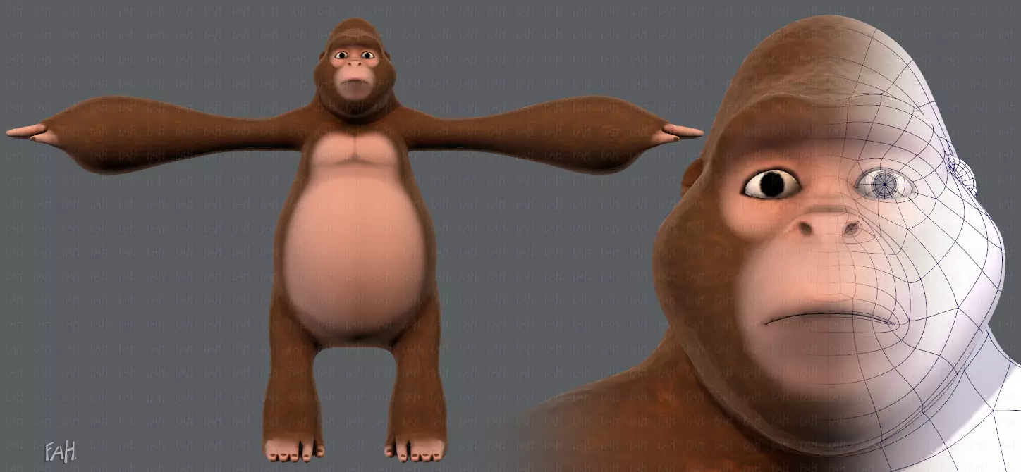 King Kong V01 Low-poly 3D model_0